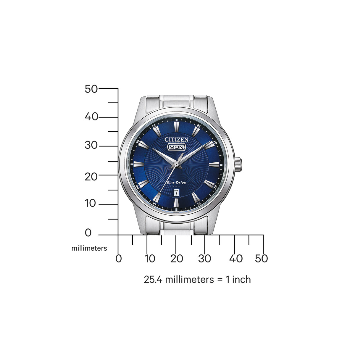 Montre CITIZEN classic elegant homme eco-drive, bracelet acier inoxydable gris argent - vue D2