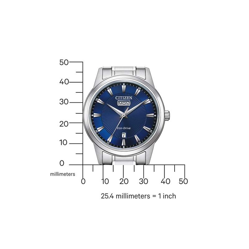 Montre CITIZEN classic elegant homme eco-drive, bracelet acier inoxydable gris argent - vue D2
