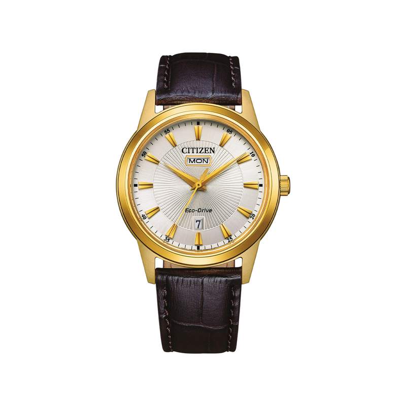 Montre CITIZEN classic elegant homme eco-drive, bracelet cuir marron - vue 1