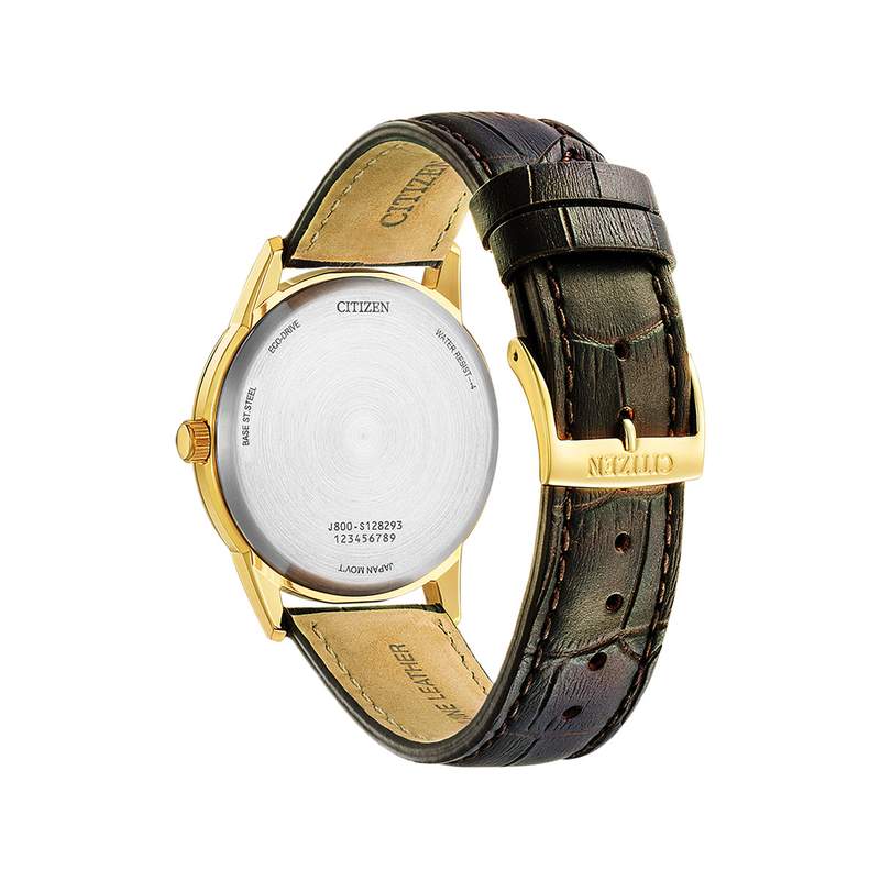 Montre CITIZEN classic elegant homme eco-drive, bracelet cuir marron - vue 3