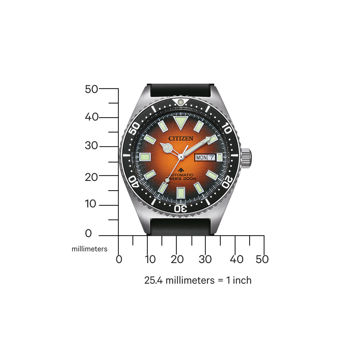 CITIZEN promaster marine heren mechanisch horloge, zwarte rubberen band - bekijk D2