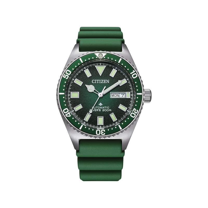 Montre CITIZEN promaster marine homme mecanique, bracelet caoutchouc vert - vue 1