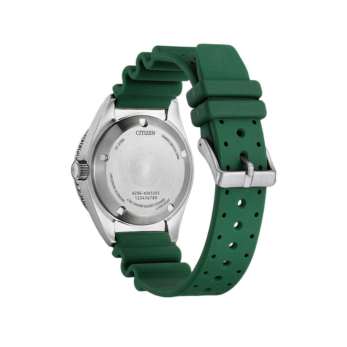 Montre CITIZEN promaster marine homme mecanique, bracelet caoutchouc vert - vue 3