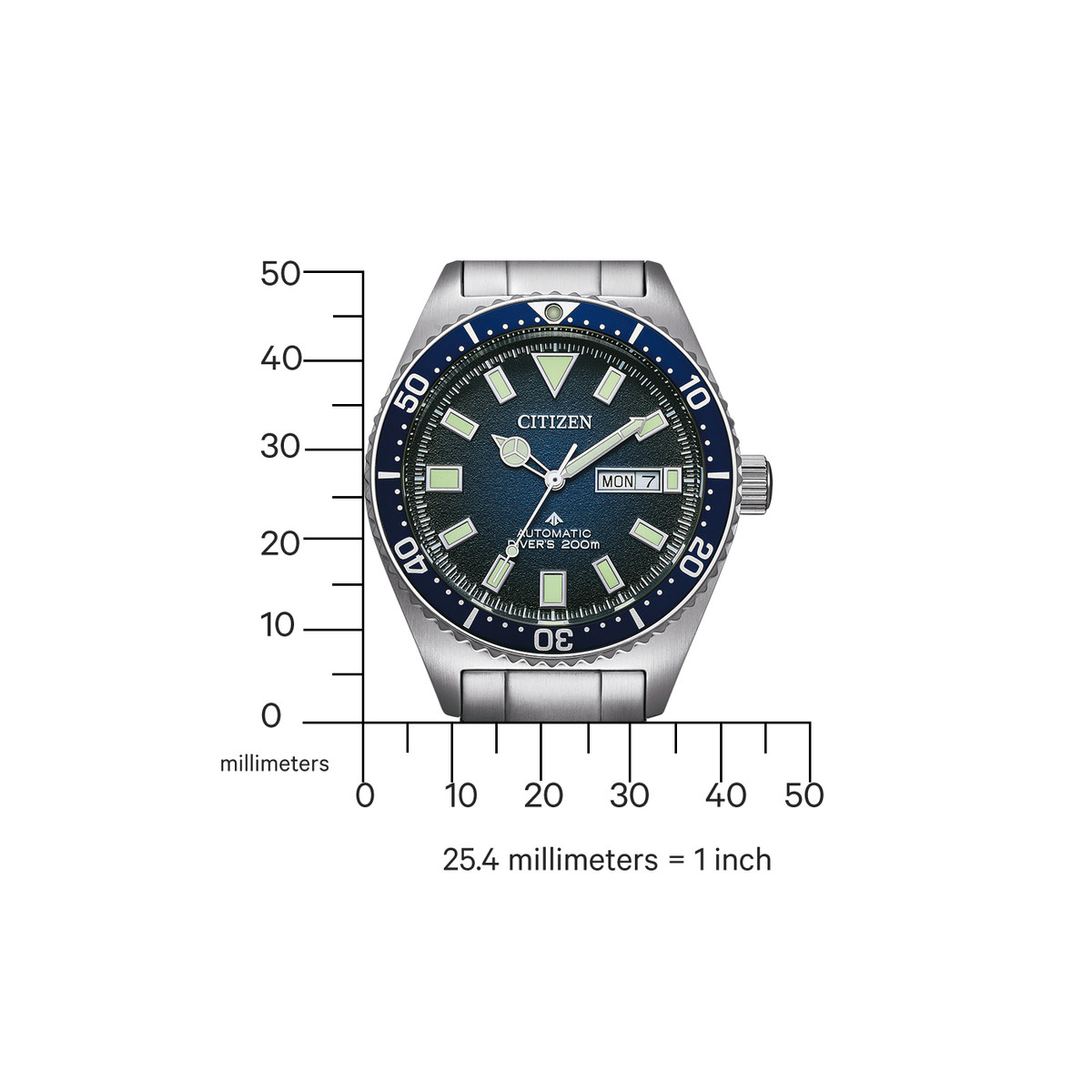Montre CITIZEN promaster marine homme mecanique, bracelet acier inoxydable gris argent - vue D2