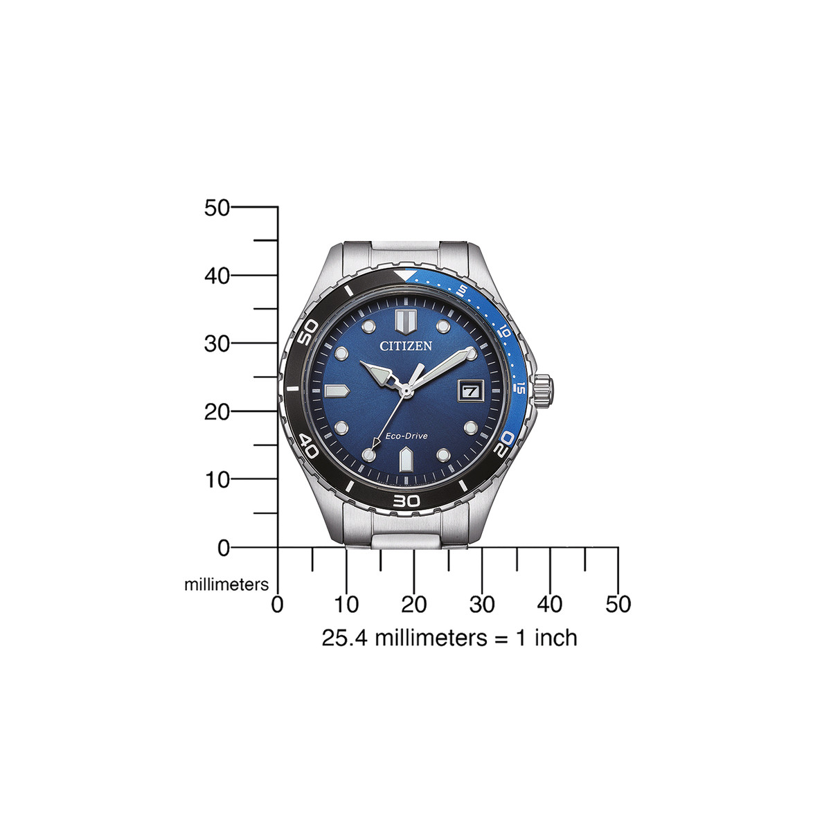 CITIZEN platform eco-drive herenhorloge, zilvergrijze roestvrijstalen armband - bekijk D2