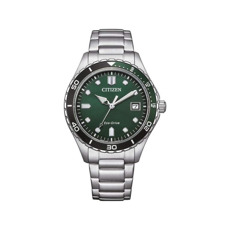 Montre CITIZEN platform homme eco-drive, bracelet acier inoxydable gris argent - vue 1