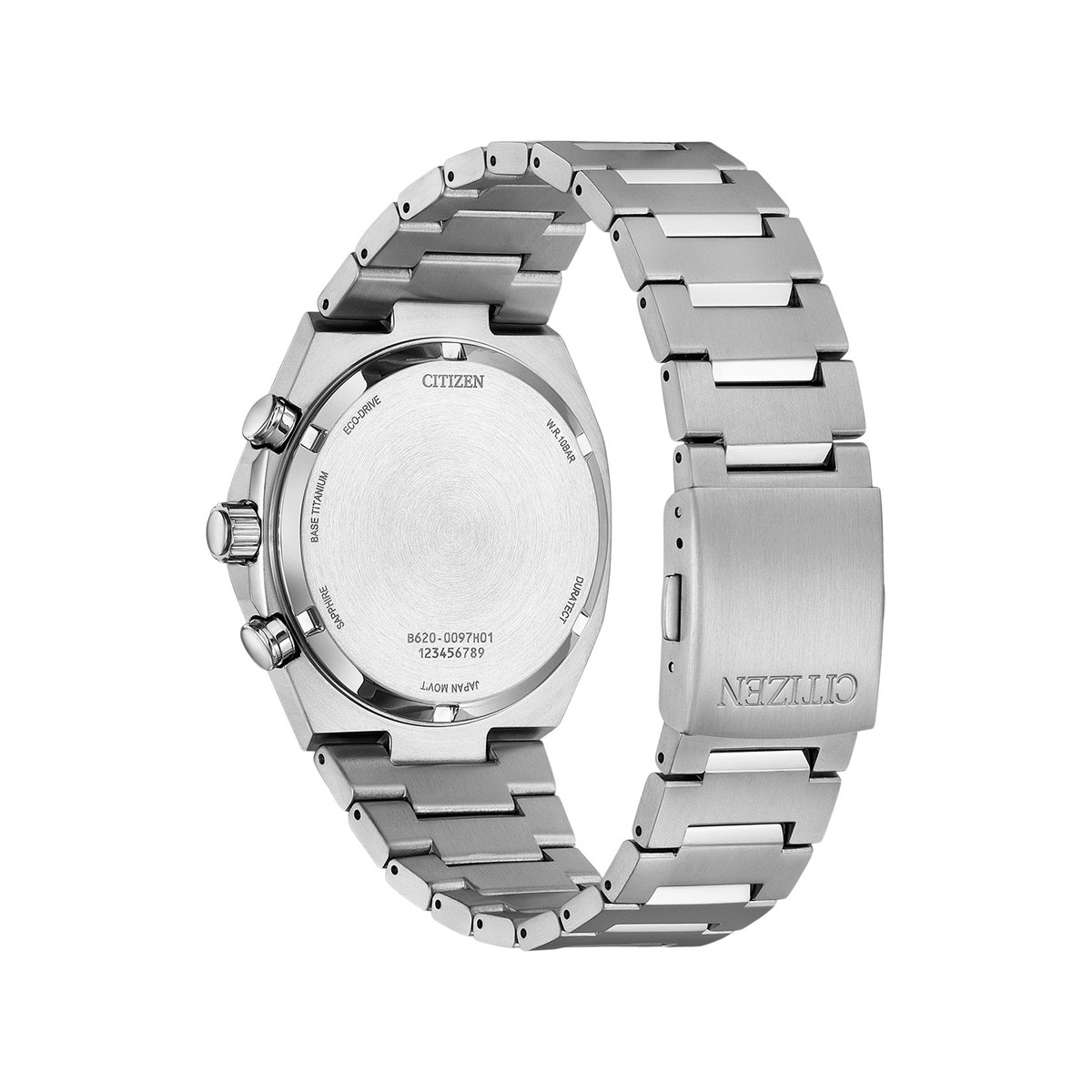 Montre CITIZEN super titanium homme eco-drive, bracelet titane gris argent - vue 3