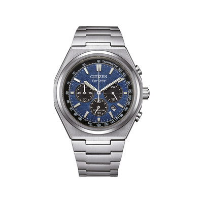 Montre CITIZEN super titanium homme eco-drive, bracelet titane gris argent - vue 1