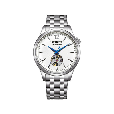 Montre CITIZEN platform homme mecanique, bracelet acier inoxydable gris argent