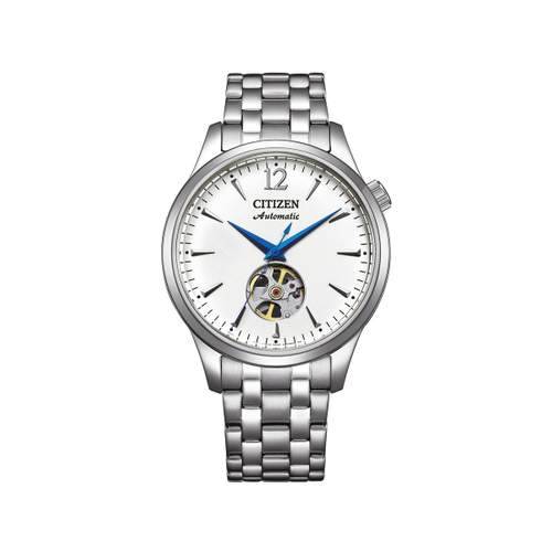 Montre CITIZEN platform homme mecanique, bracelet acier inoxydable gris argent