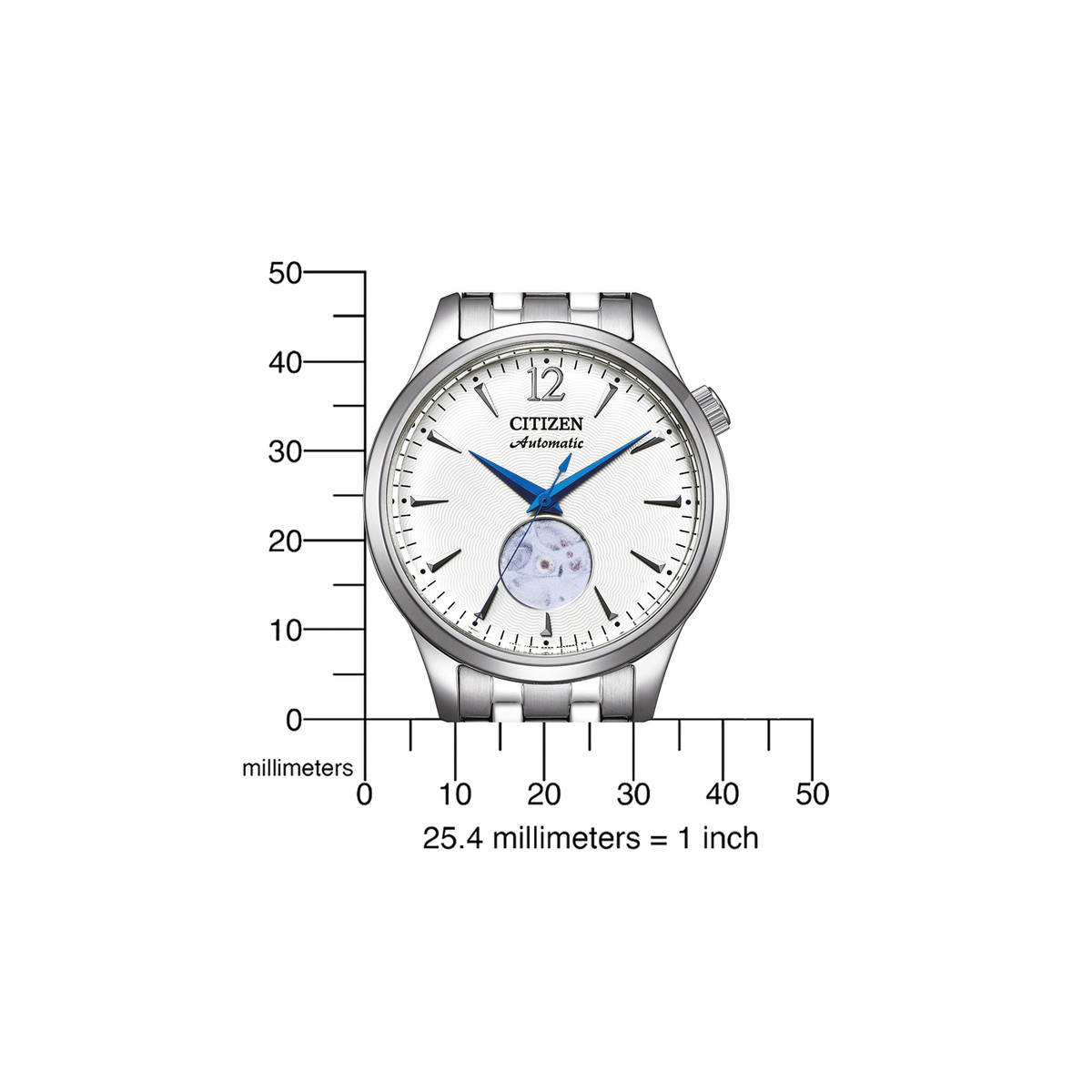 Montre CITIZEN platform homme mecanique, bracelet acier inoxydable gris argent - vue D2