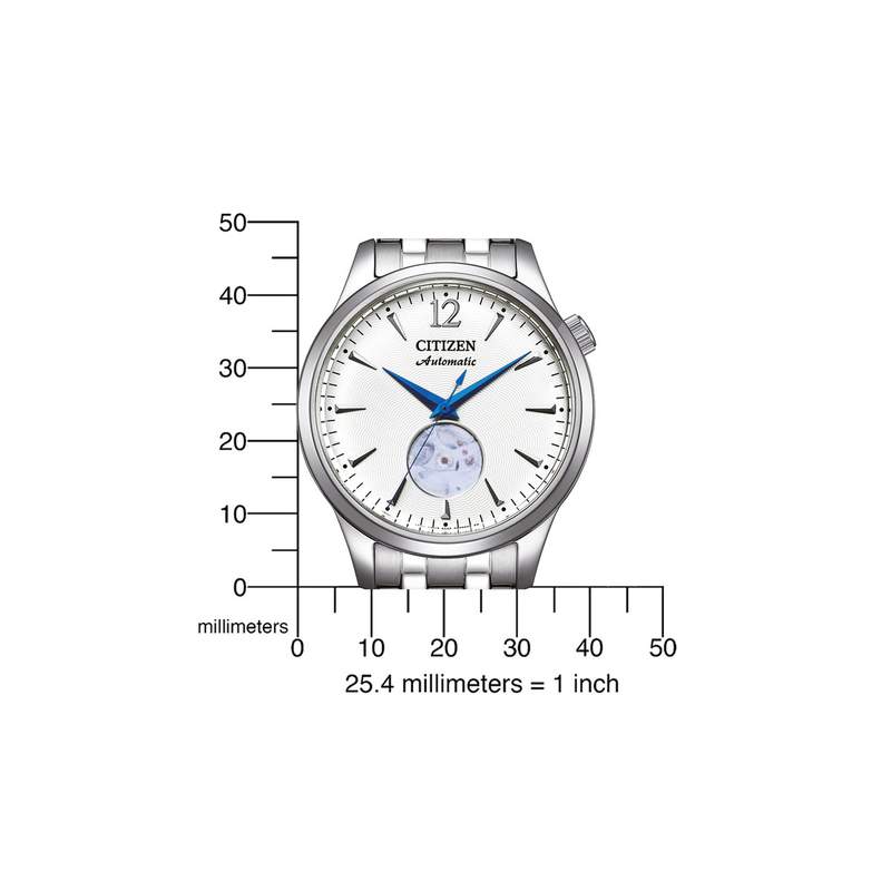 Montre CITIZEN platform homme mecanique, bracelet acier inoxydable gris argent - vue D2