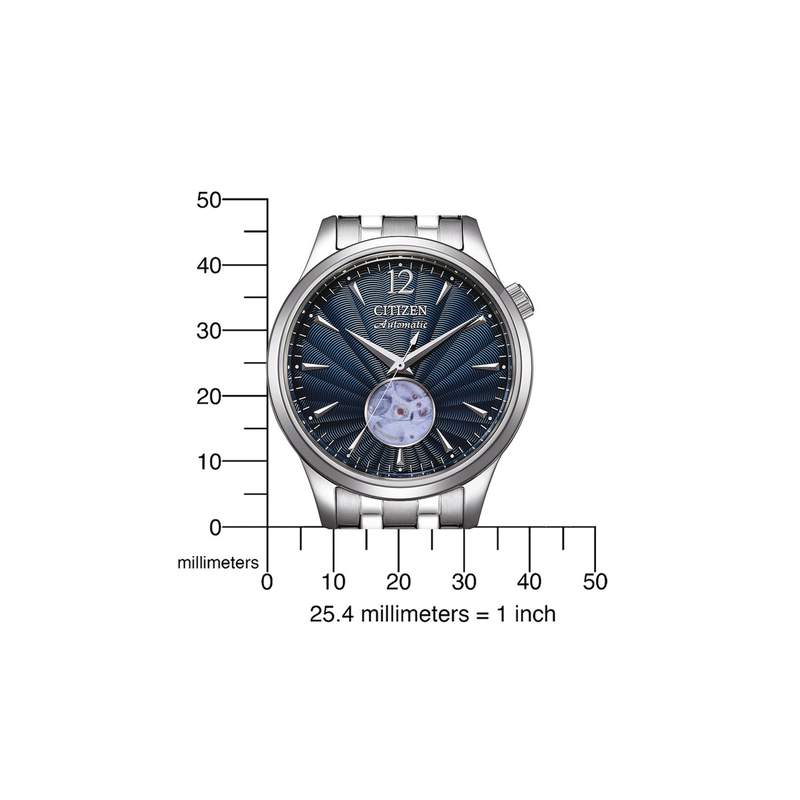 Montre CITIZEN platform homme mecanique, bracelet acier inoxydable gris argent - vue D2