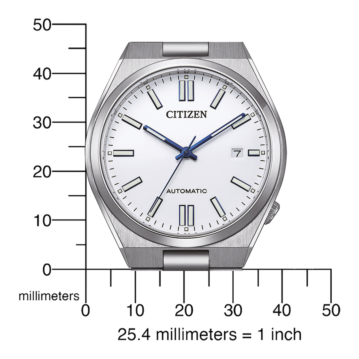 CITIZEN Tsuyosa herenhorloge, mechanisch, roestvrijstalen band in zilvergrijs - model D2