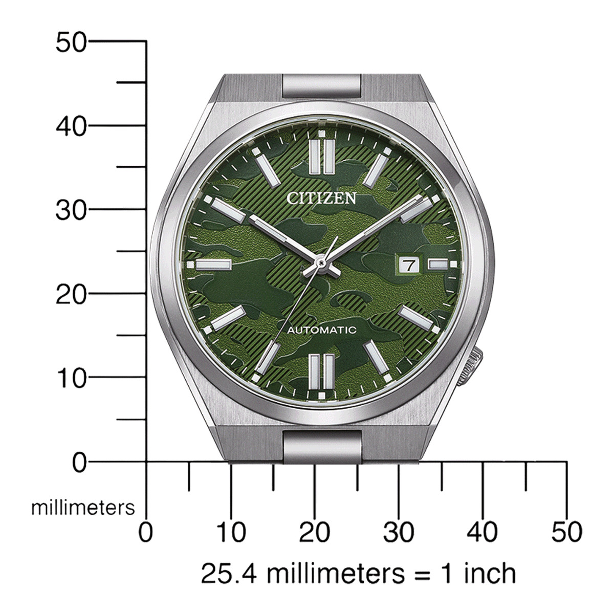 CITIZEN tsuyosa men's mechanical watch, silver-grey stainless steel bracelet - view D2