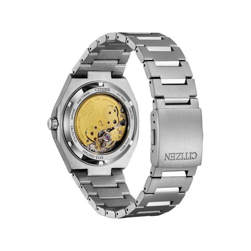 Montre CITIZEN super titanium homme mecanique, bracelet titane gris argent - vue 3