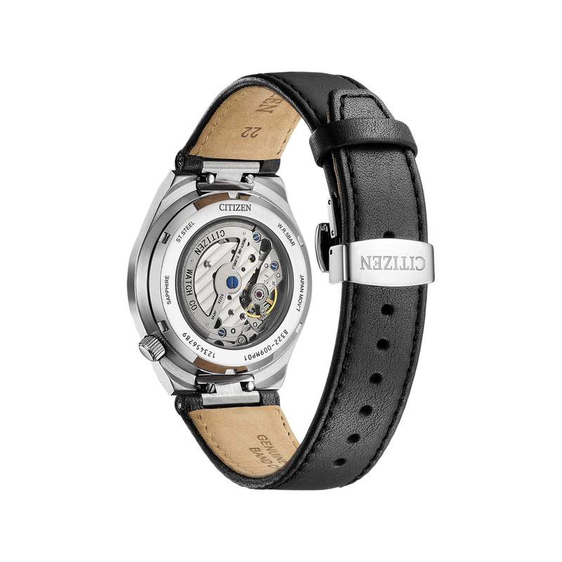 Montre CITIZEN tsuyosa homme mecanique, bracelet cuir noir - vue 3