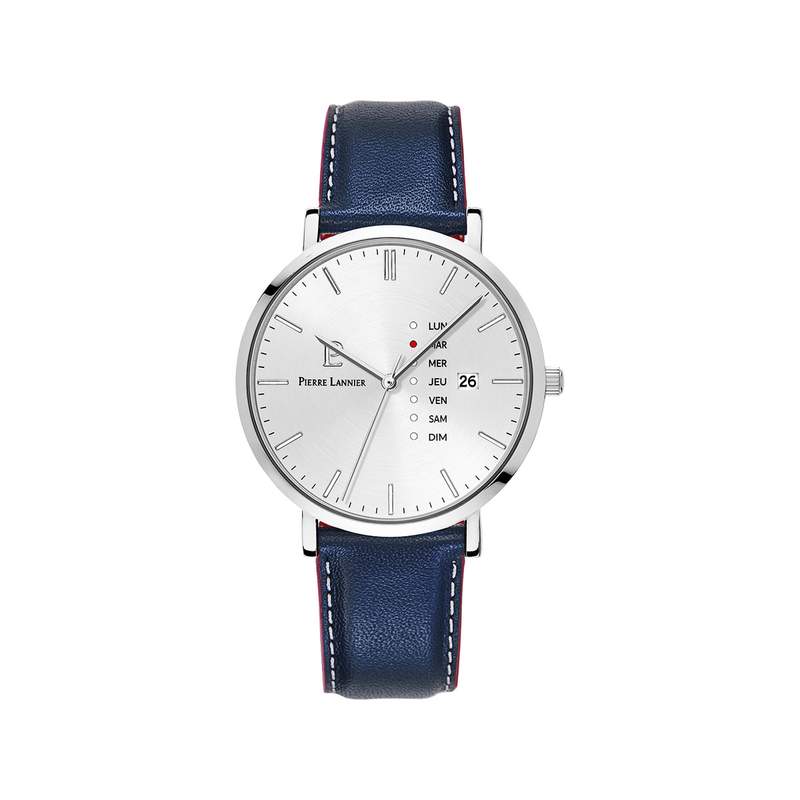 Montre PIERRE LANNIER Data homme bracelet cuir bleu - vue 1