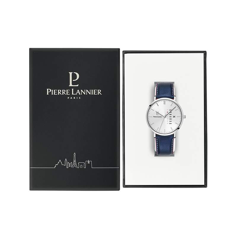 Montre PIERRE LANNIER Data homme bracelet cuir bleu - vue D2