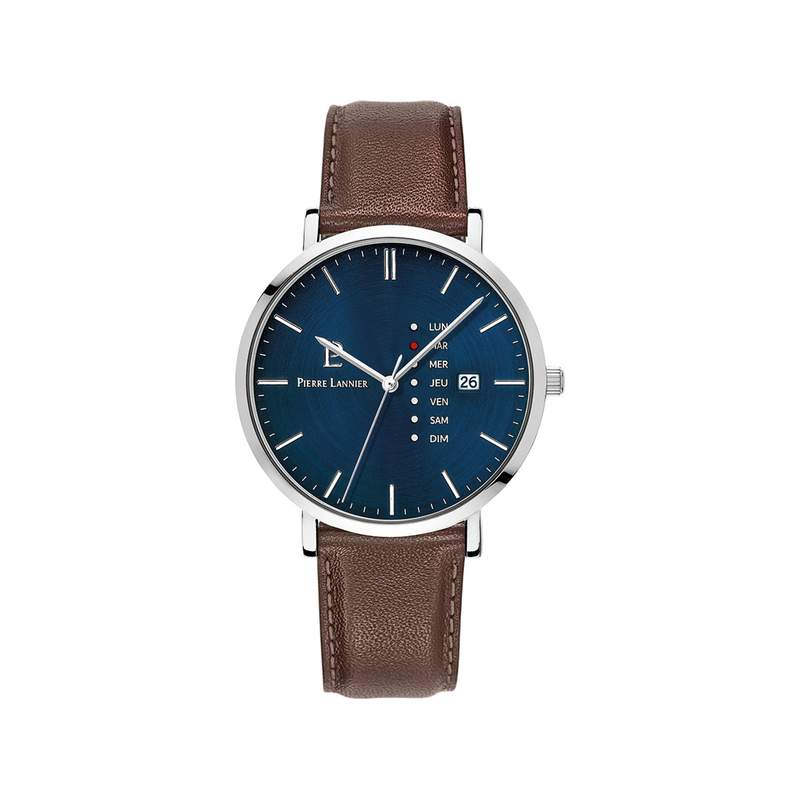 Montre PIERRE LANNIER Data homme bracelet cuir brun - vue 1
