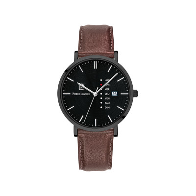 PIERRE LANNIER Men's Date Watch with Brown Leather Strap - View 1