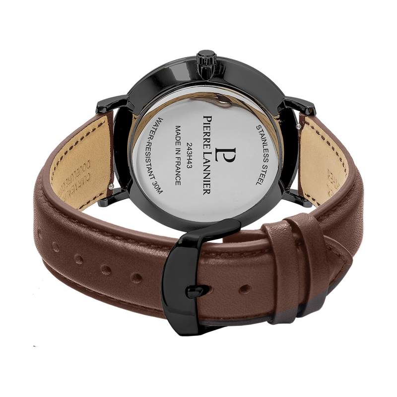 Montre PIERRE LANNIER Data homme bracelet cuir brun - vue 3