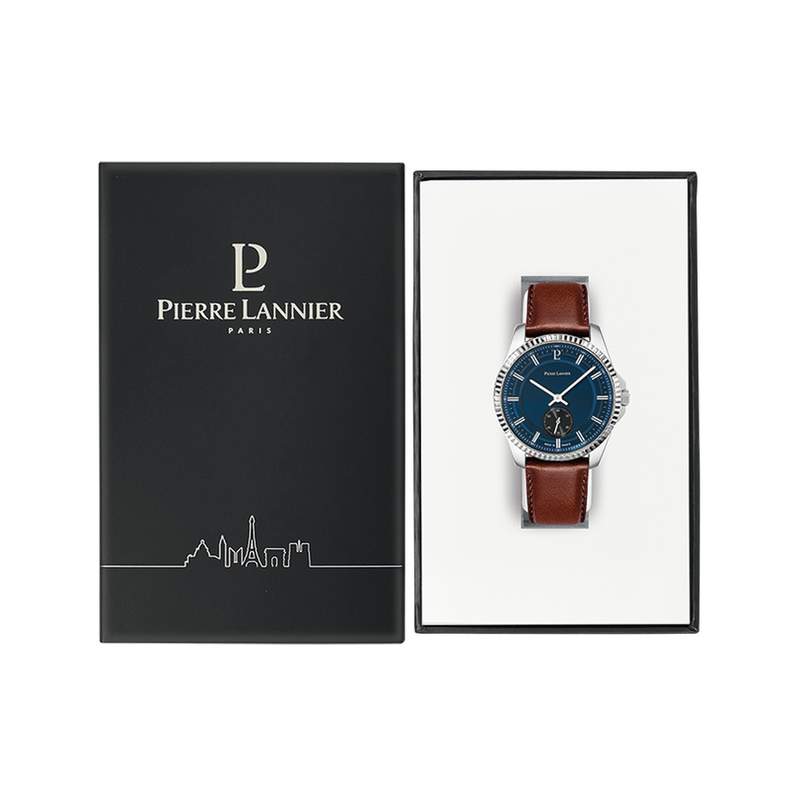 Montre PIERRE LANNIER Metropolitain homme bracelet cuir brun - vue D2