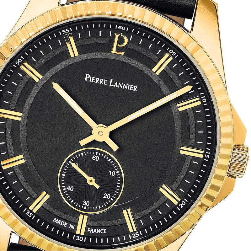 Montre PIERRE LANNIER Metropolitain homme bracelet cuir noir - vue D1