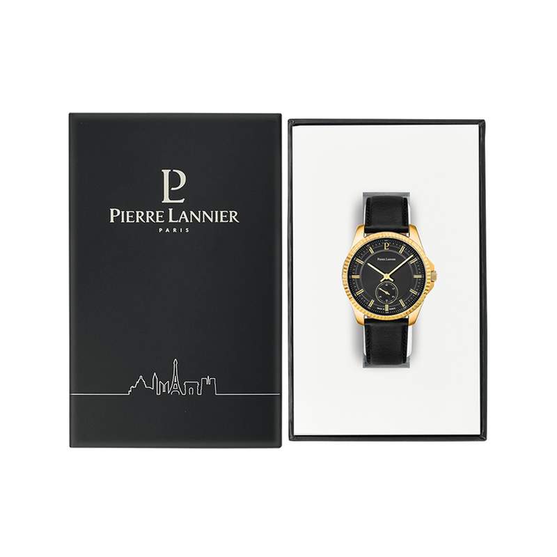 Montre PIERRE LANNIER Metropolitain homme bracelet cuir noir - vue D2