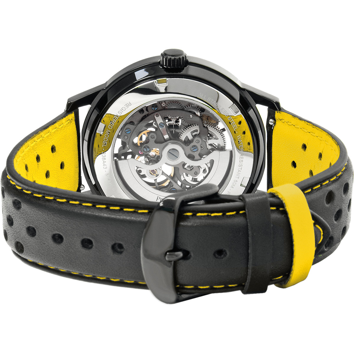 Montre PIERRE LANNIER Paddock homme automatique, bracelet cuir noir - vue 3