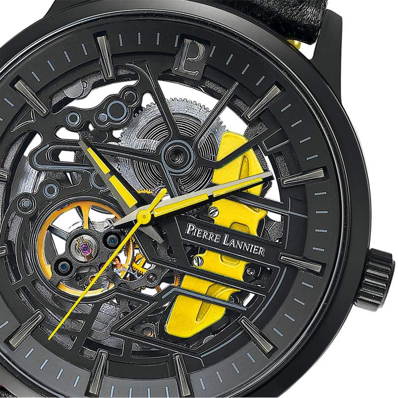Montre PIERRE LANNIER Paddock homme automatique, bracelet cuir noir - vue D1