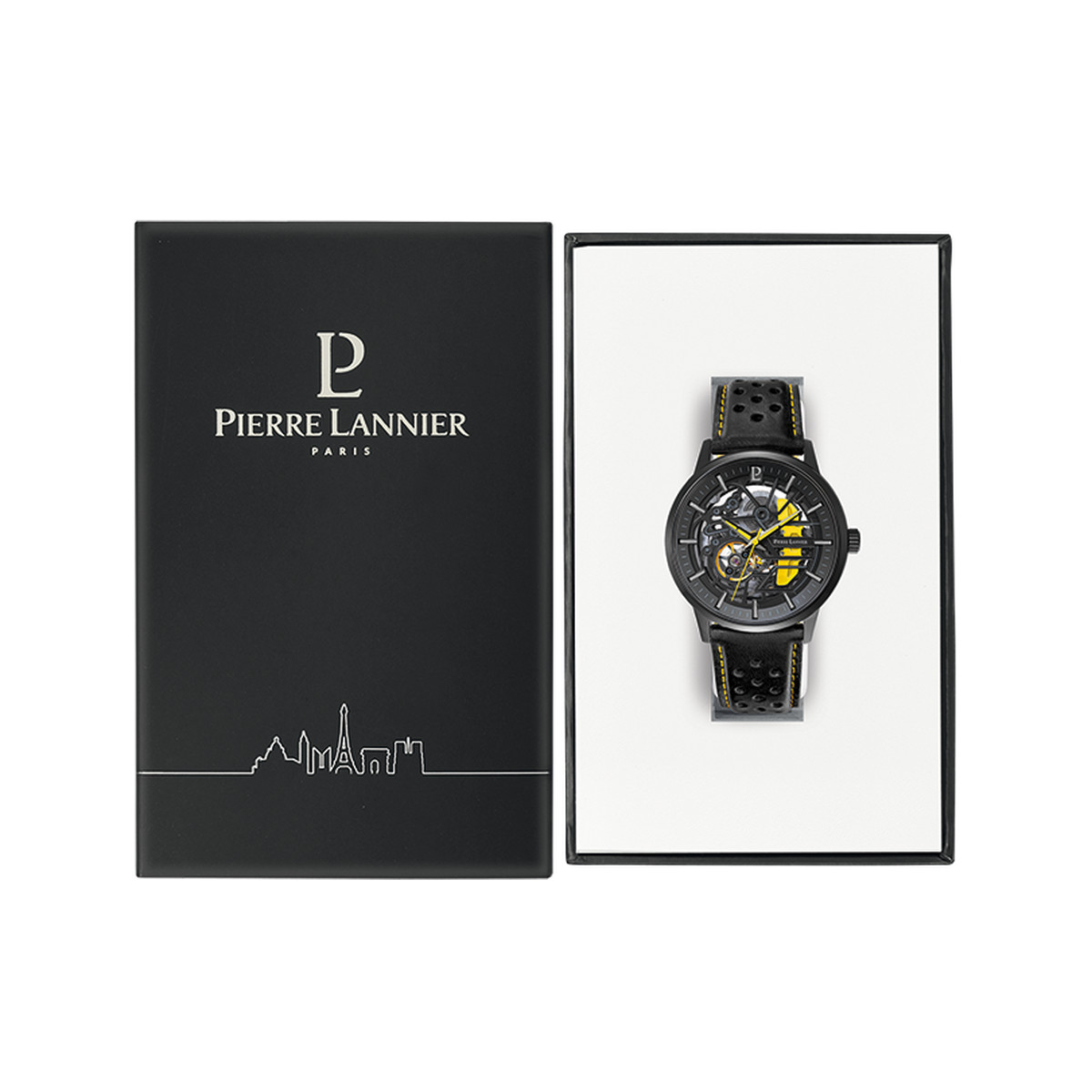 Montre PIERRE LANNIER Paddock homme automatique, bracelet cuir noir - vue D2