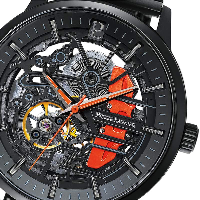 Montre PIERRE LANNIER Paddock homme automatique bracelet acier noir - vue D1