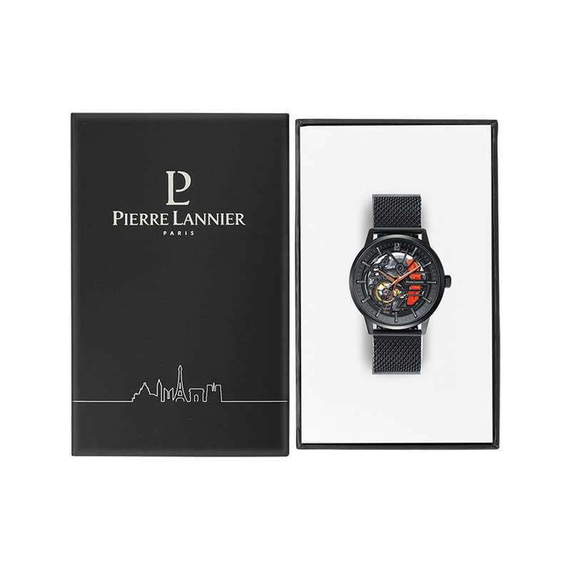 Montre PIERRE LANNIER Paddock homme automatique bracelet acier noir - vue D2
