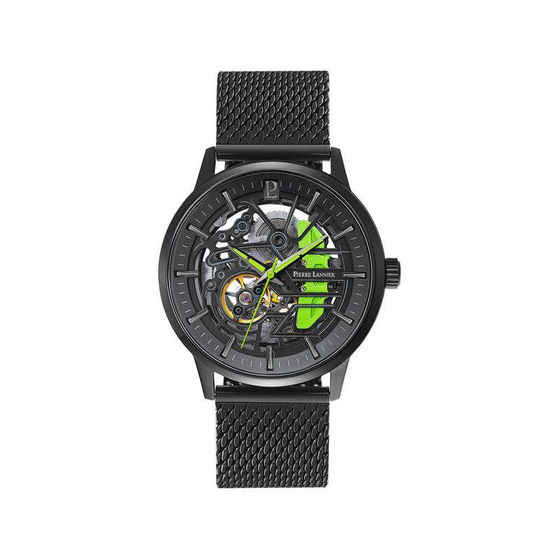 Montre PIERRE LANNIER Paddock homme automatique bracelet acier noir - vue 1