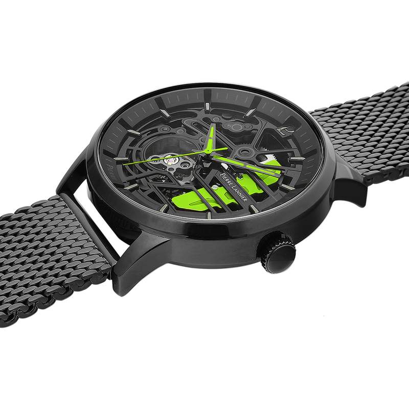 Montre PIERRE LANNIER Paddock homme automatique bracelet acier noir - vue 2