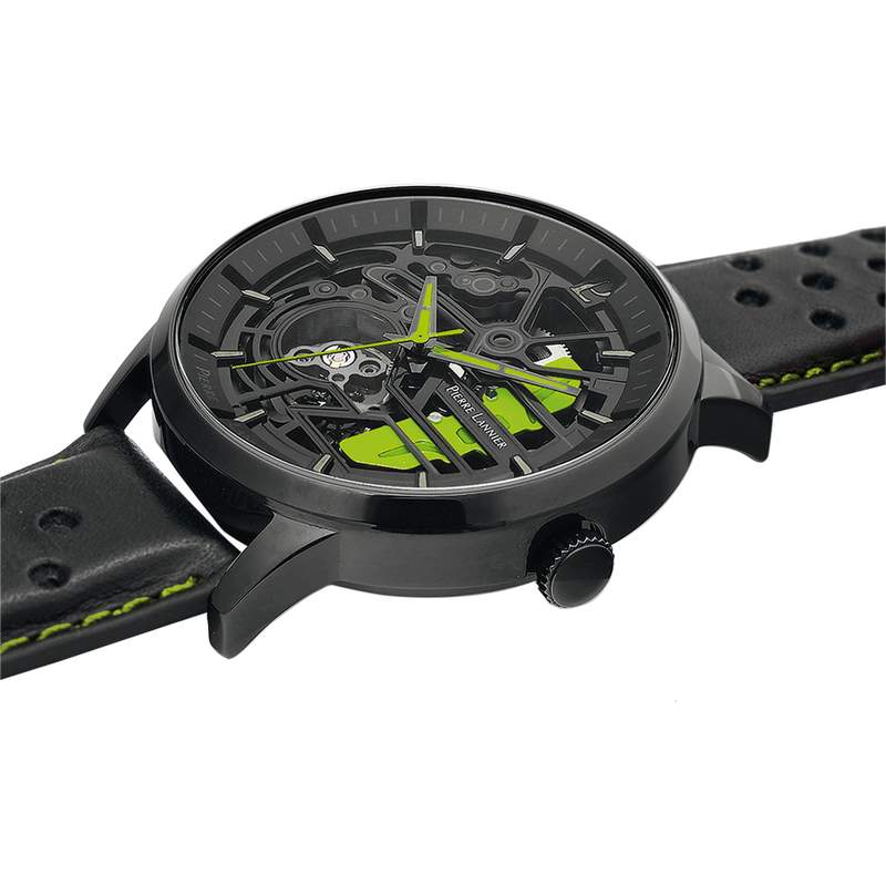 Montre PIERRE LANNIER Paddock homme automatique bracelet cuir noir - vue 2