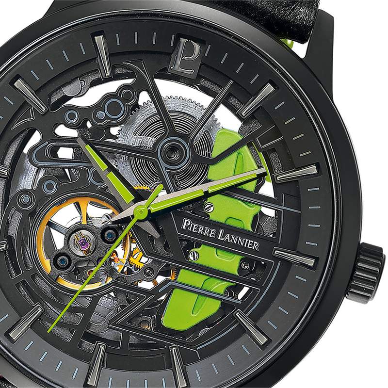 Montre PIERRE LANNIER Paddock homme automatique bracelet cuir noir - vue D1