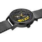 PIERRE LANNIER Paddock automatic men's watch set with black Milanese steel bracelet and black leather strap - view 2