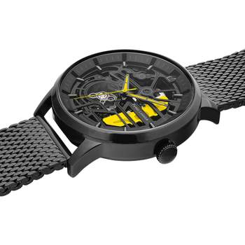 Coffret Montre PIERRE LANNIER Paddock homme automatique bracelet acier milanais noir et bracelet cuir noir