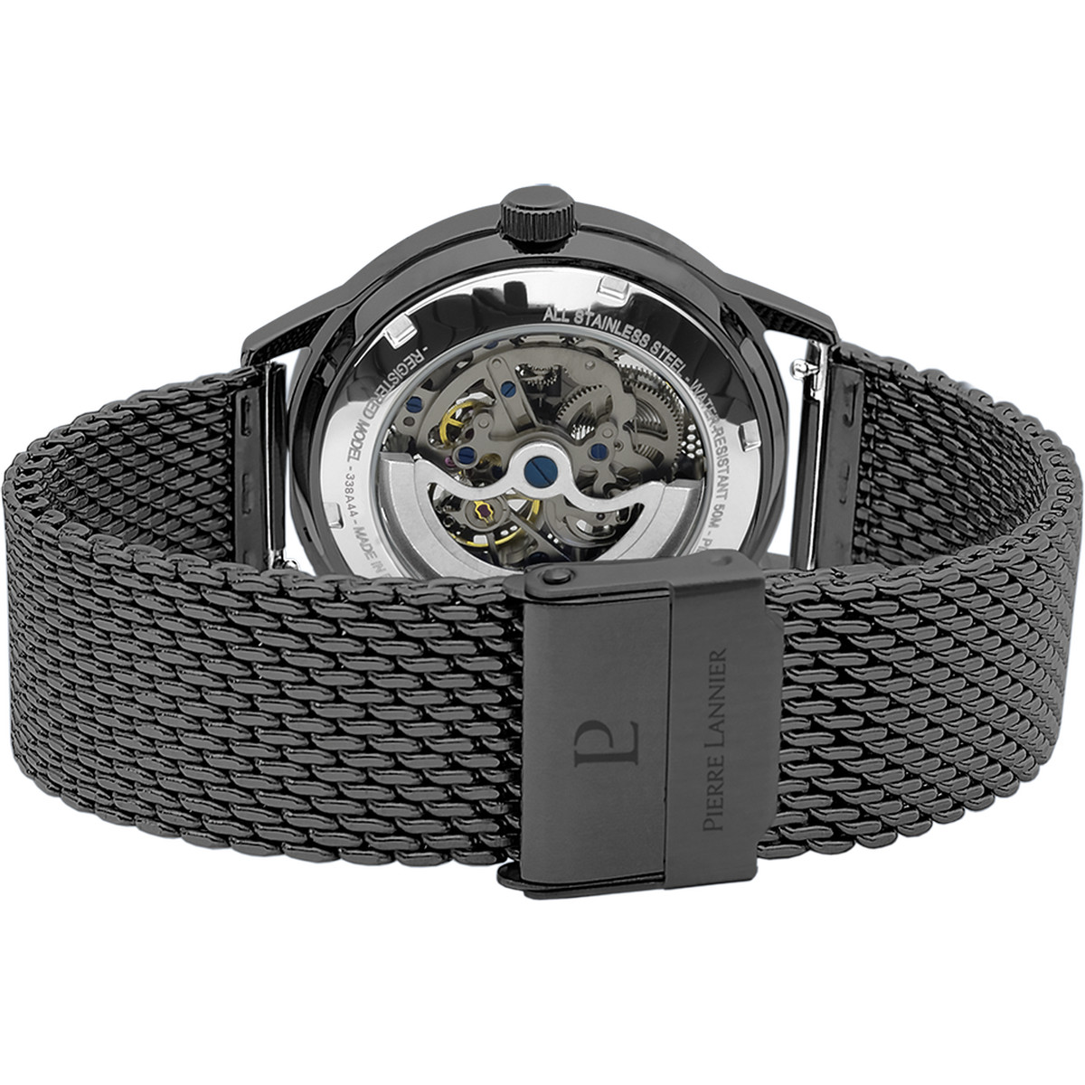 Coffret Montre PIERRE LANNIER Paddock homme automatique bracelet acier milanais noir et bracelet cuir noir - vue 3