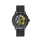 PIERRE LANNIER Paddock automatic men's watch set with black Milanese steel bracelet and black leather strap - view D1