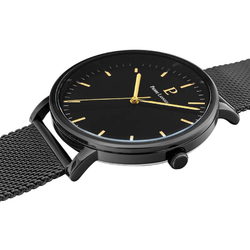 Coffret Montre PIERRE LANNIER Essential homme acier noir et bracelet cuir brun - vue 2