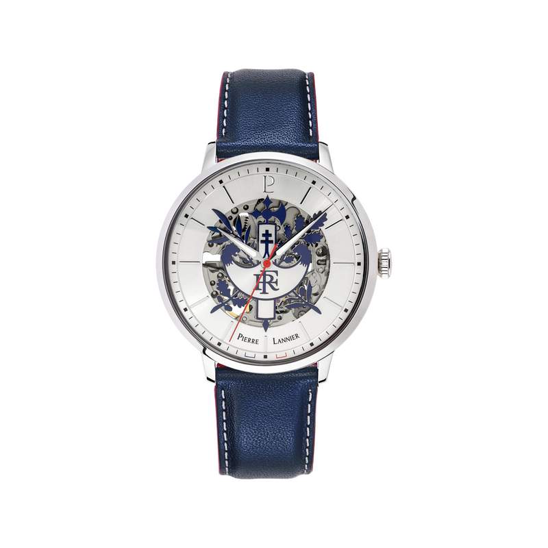 Montre PIERRE LANNIER Élysée homme automatique, bracelet cuir bleu - vue 1