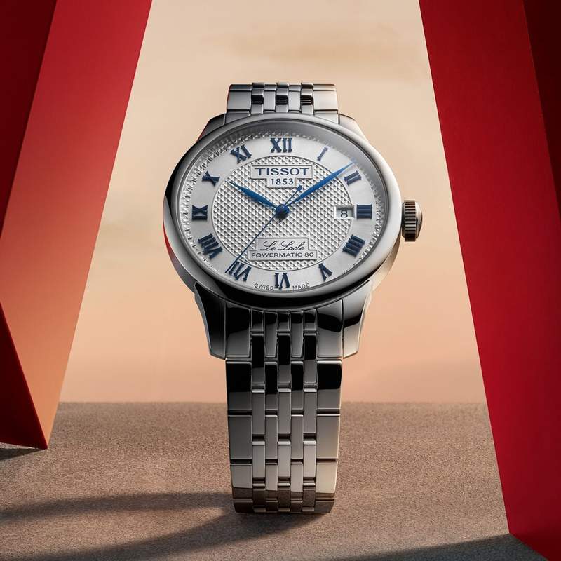 Montre TISSOT T-CLASSIC LE LOCLE 20TH ANNIVERSARY POWERMATIC 80 homme automatique, cadran gris bracelet acier inoxydable - vue D4