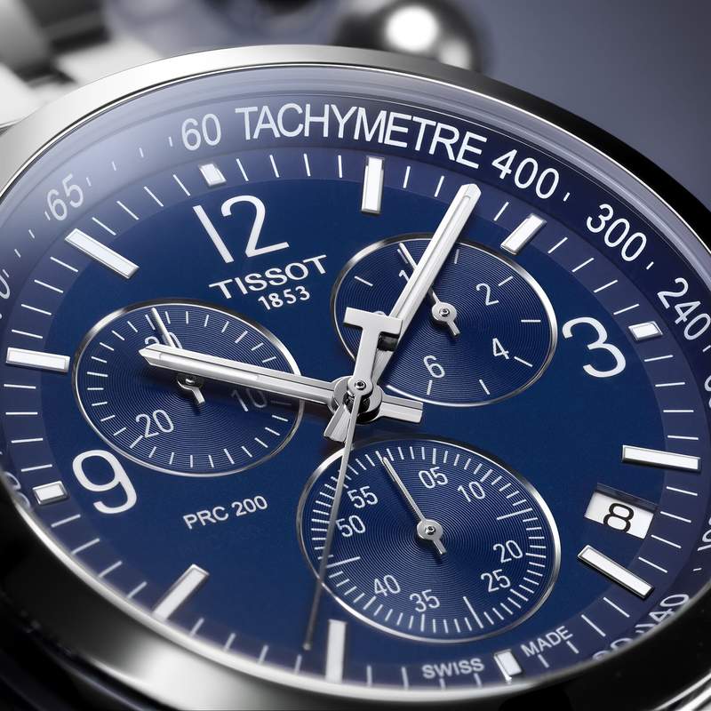 Montre TISSOT T-SPORT PRC 200 homme cadran bleu bracelet acier inoxydable - vue D1