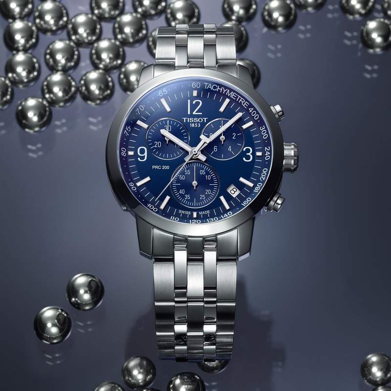 Montre TISSOT T-SPORT PRC 200 homme cadran bleu bracelet acier inoxydable - vue D2