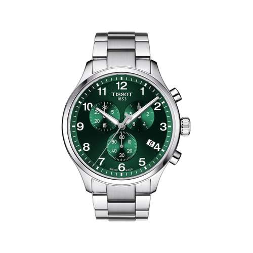 Montre TISSOT T-SPORT CHRONO XL CLASSIC homme cadran vert bracelet acier inoxydable