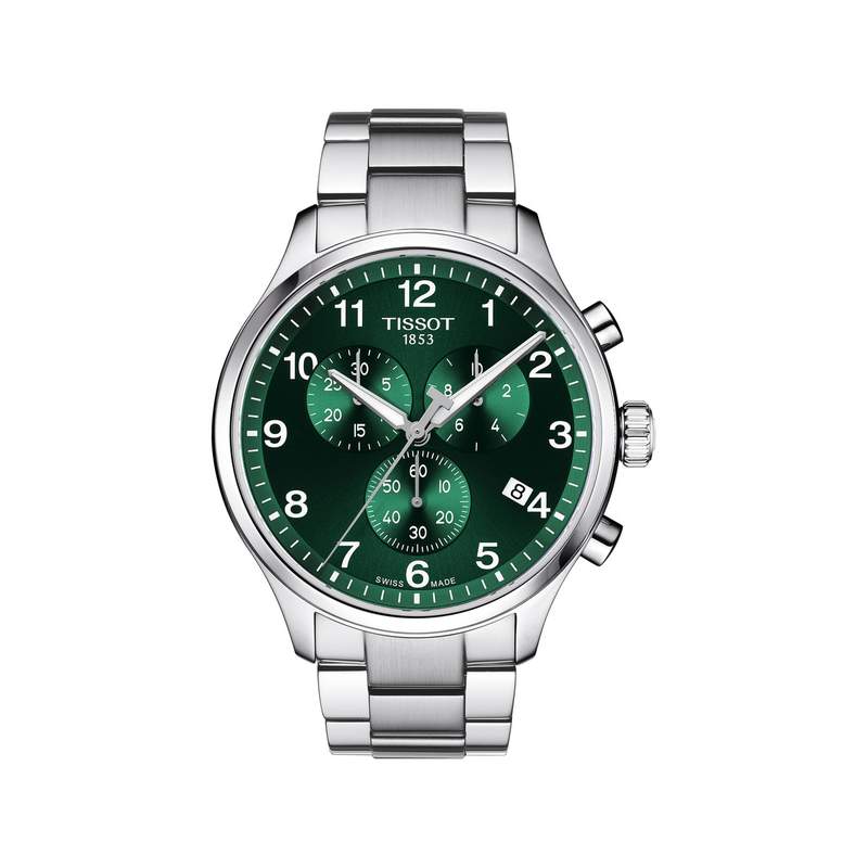 Montre TISSOT T-SPORT CHRONO XL CLASSIC homme cadran vert bracelet acier inoxydable - vue 1