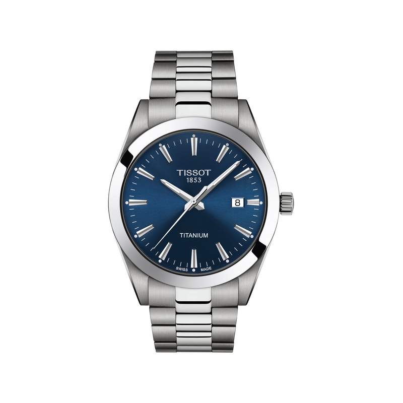 Montre TISSOT T-CLASSIC GENTLEMAN homme cadran bleu bracelet titane - vue 1